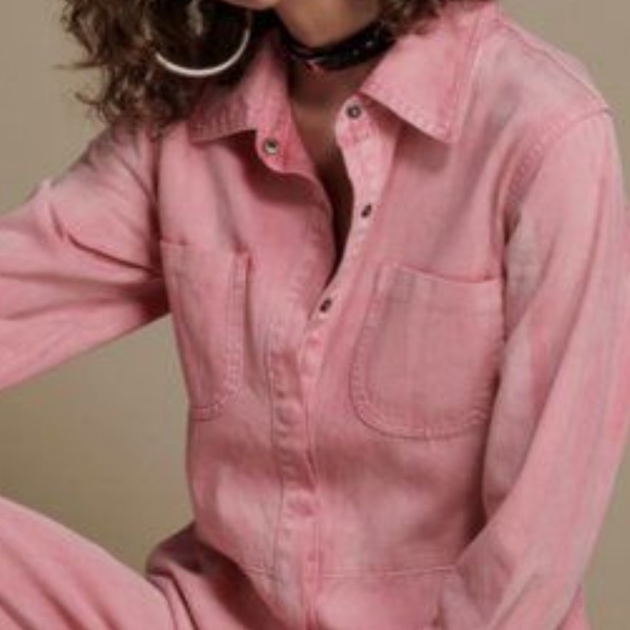 One Teaspoon x Free People Washed Pink XS Utility Denim Jumpsuit Coveralls - Picture 12 of 12